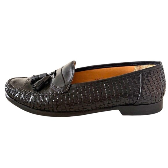 Mezlan Coral Black Leather Hand Made Tassel Woven Men’s Shoes Size 11.5 M main image 6